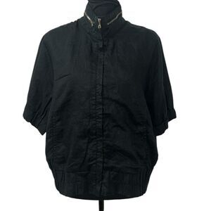 Mossimo Linen Black Crop Zipper Jacket(Size XL)